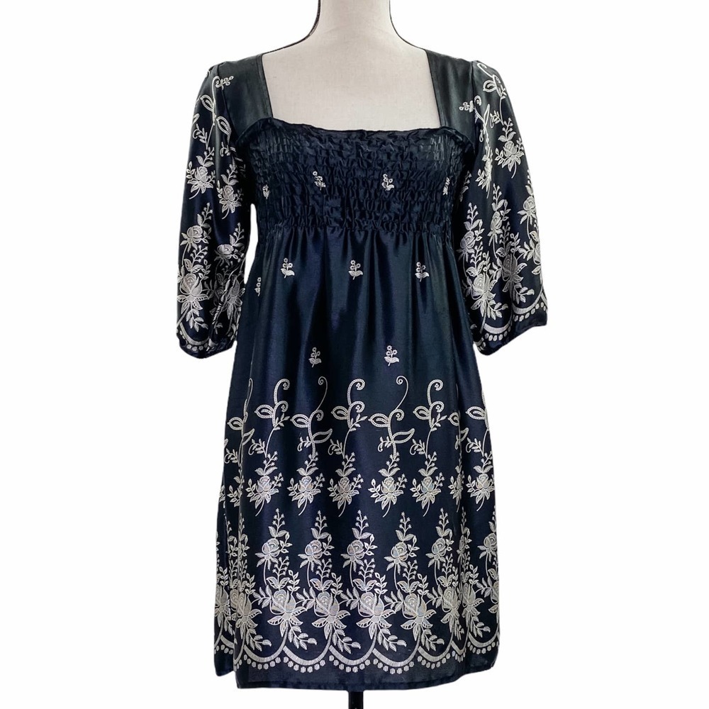 COTTON Express Black & White Smocked Mini Dress